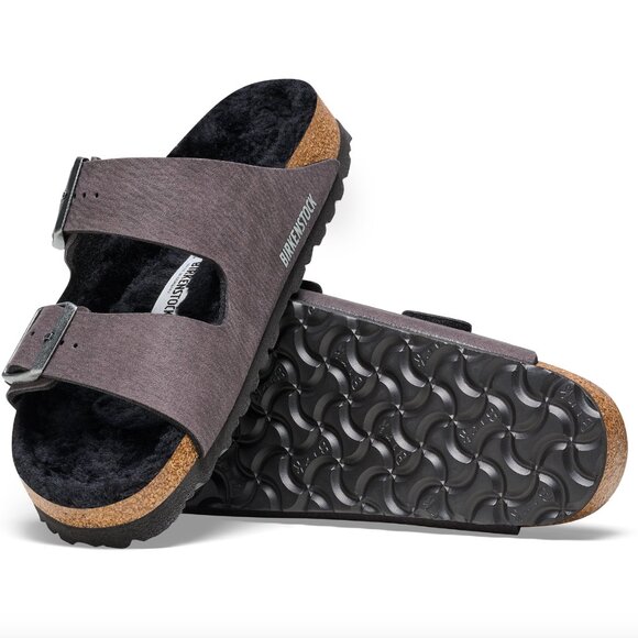 NWT BIRKENSTOCK Arizona Fur Shearling Black Sandals Size 11 Men Shoes
